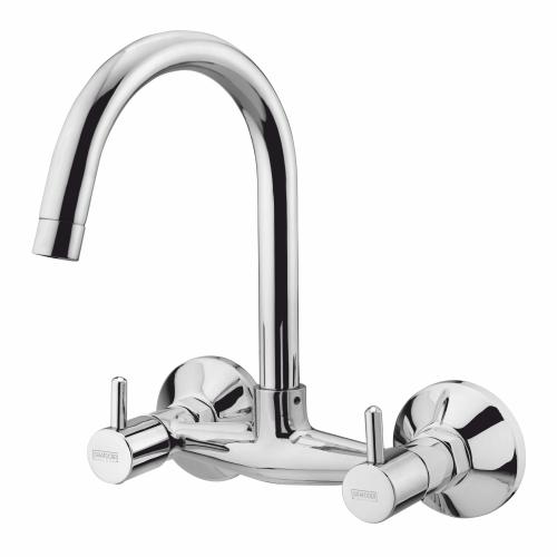 Sink Mixer Wall Mounted with Long Swinging Spout Chrome